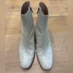 Loeffler Randall White Croc-Embossed Ankle Boots
